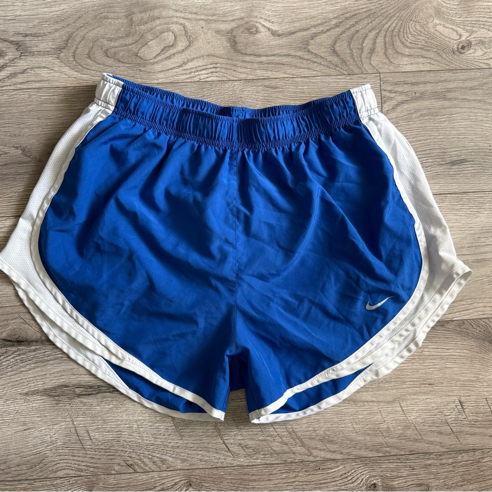 Nike Blue and White Athletic Shorts Dolphin Style